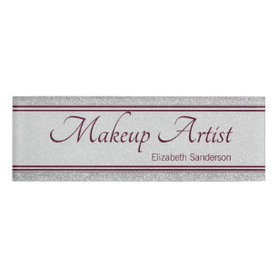 Silver Glitzer Burgund Personalisiert Makeup Küns Namenschild