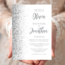 Silver Glitzer Calligraphy White Wedding