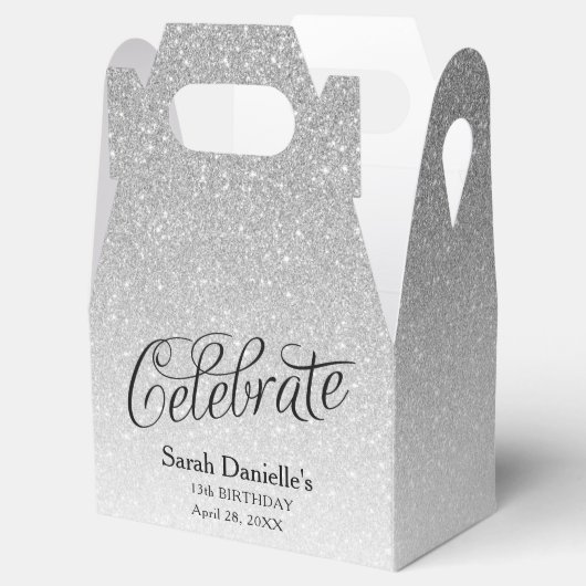 Silver Glitzer Celebrate Geschenkschachtel (Geöffnet)