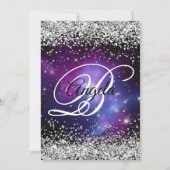 Silver Glitzer Celestial Lila 50. Geburtstag Einladung (Vorderseite)