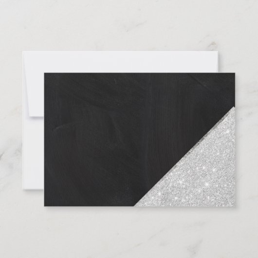 Silver Glitzer chalkboard Skript Hochzeit Rsvp (Rückseite)