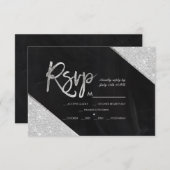 Silver Glitzer chalkboard Skript Hochzeit Rsvp (Vorne/Hinten)