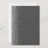Silver Glitzer Charcoal Graut Save the Date Ankündigung (Rückseite)