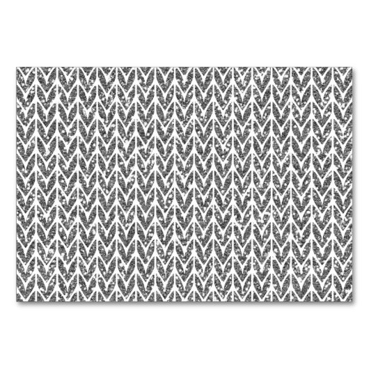 Silver Glitzer Chevrons Strick Muster drucken Tischnummer (Vorderseite)