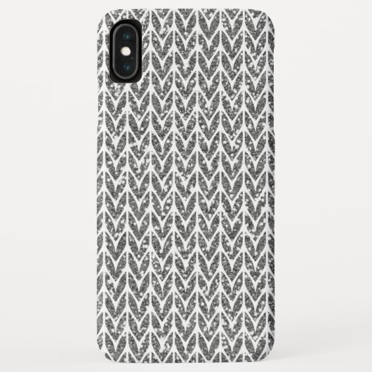 Silver Glitzer Chevrons Strick Style Print Case-Mate iPhone Hülle (Rückseite)