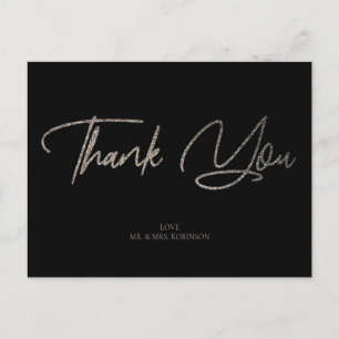 Silver Glitzer Chic & Black Vielen Dank an Custom Postkarte