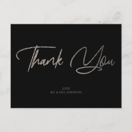Silver Glitzer Chic & Black Vielen Dank an Custom Postkarte