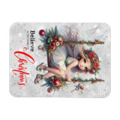 Silver Glitzer Christmas Fairy Magnet (Horizontal)