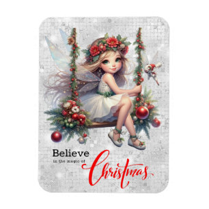 Silver Glitzer Christmas Fairy Magnet