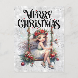 Silver Glitzer Christmas Fairy Postkarte