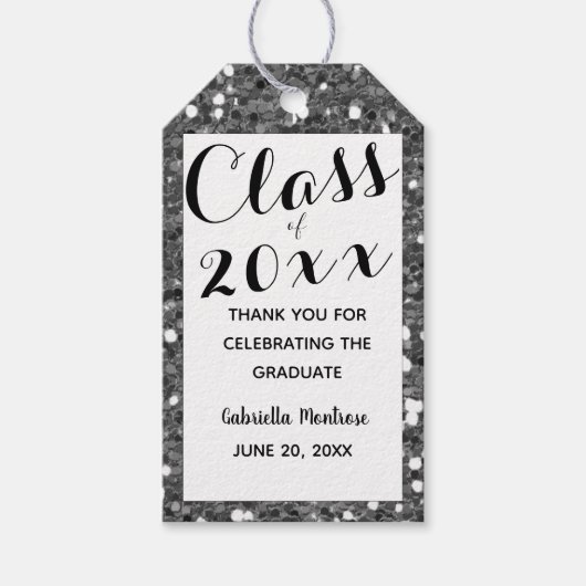 Silver Glitzer Class Geschenkanhänger (Vorderseite)