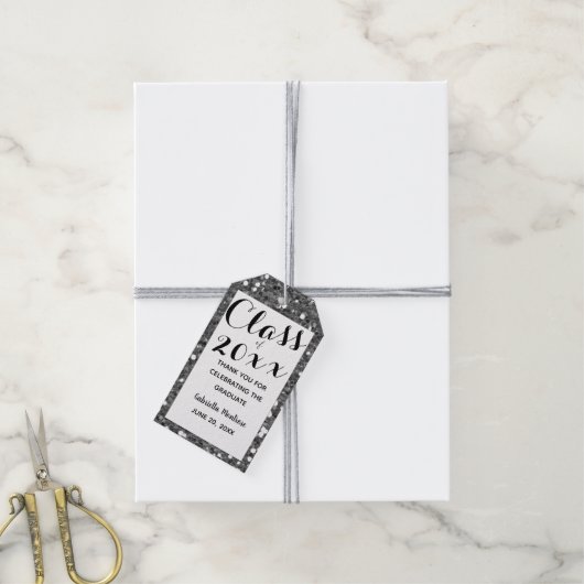 Silver Glitzer Class Geschenkanhänger (Mit Garn)
