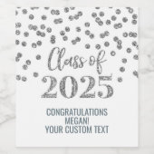 Silver Glitzer Class of 2025 Abschluss Weinetikett (Einzelnes Label)