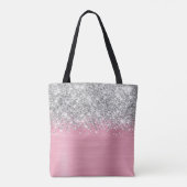 Silver Glitzer Classic Pink Glam Name Tasche (Rückseite)
