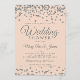 Silver Glitzer Confetti Blush Coupels Dusche Einladung