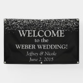 Silver Glitzer Confetti Custom Wedding Banner (Horizontal)