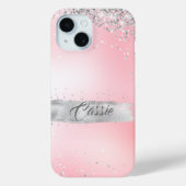 Silver Glitzer Confetti Pink Glow Case-Mate iPhone Hülle (Rückseite)
