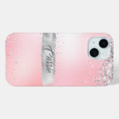 Silver Glitzer Confetti Pink Glow Case-Mate iPhone Hülle (Rückseite (Horizontal))
