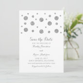 Silver Glitzer Confetti Save the Date einladen (Stehend Vorderseite)
