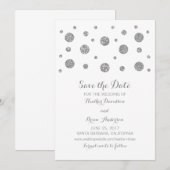 Silver Glitzer Confetti Save the Date einladen (Vorne/Hinten)