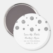 Silver Glitzer Confetti Speichern Sie das Datumsfe Magnet (Vorderseite/Rückseite)