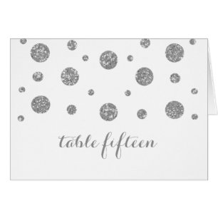 Silver Glitzer Confetti Tischnummer Card