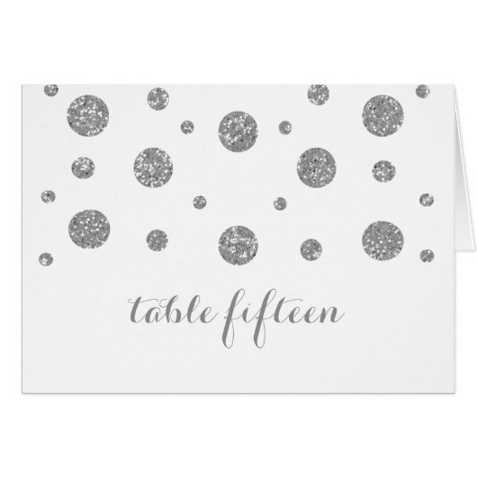 Silver Glitzer Confetti Tischnummer Card (Vorderseite (Horizontal))