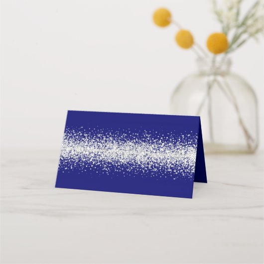 Silver Glitzer Confetti und Royal Blue Platzkarte (Rückseite)