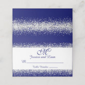Silver Glitzer Confetti und Royal Blue Platzkarte (Außenseite Aufgefaltet)