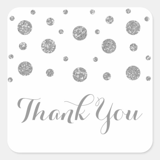 Silver Glitzer Confetti Wedding Danke Stickers (Vorderseite)