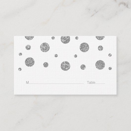 Silver Glitzer Confetti Wedding Platzkarten (Vorderseite)