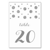 Silver Glitzer Confetti Wedding Table Card Tischnummer (Vorderseite)