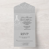 Silver Glitzer Confetti White Diamond Dress All In One Einladung (Innen Boden)
