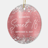 Silver Glitzer Coral Moderne Extravagant Sweet 16  Keramik Ornament (Links)