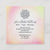 ~ Silver Glitzer Dahlia Pastel Rainbow AP2 Quadratische Visitenkarte (Rückseite)