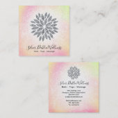 ~ Silver Glitzer Dahlia Pastel Rainbow AP2 Quadratische Visitenkarte (Vorne/Hinten)