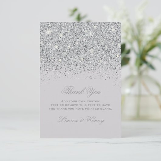 Silver Glitzer Dankeschön Karten (Stehend Vorderseite)