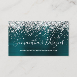 Silver Glitzer Dark Turquoise Foil Online Store Visitenkarte