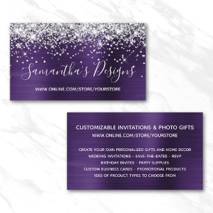 Silver Glitzer Dark Violet Foil Online Store Visitenkarte