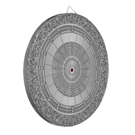 Silver Glitzer Dartboard Dartscheibe (Vorderseite Links)