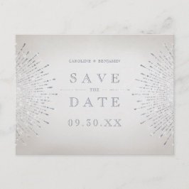 Silver Glitzer Deko Jahrgang Hochzeit Save the Dat Ankündigungspostkarte