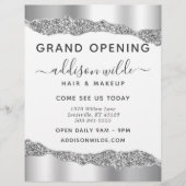 Silver Glitzer Diamond Glam Business Grand Opening Flyer (Vorne)