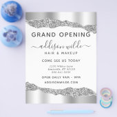 Silver Glitzer Diamond Glam Business Grand Opening Flyer (Einzeln)