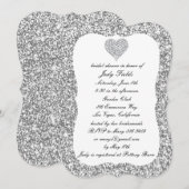 Silver Glitzer Diamond Heart Brautparty laden Einladung (Vorne/Hinten)