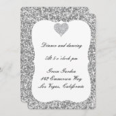 Silver Glitzer Diamond Heart Empfang Card Einladung (Vorne/Hinten)