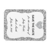 Silver Glitzer Diamond Heart speichern Datum Magne Magnet (Horizontal)