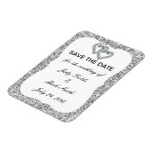 Silver Glitzer Diamond Hearts speichern das Datums Magnet (Linke Seite)