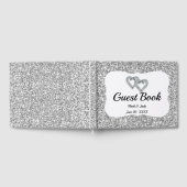 Silver Glitzer Diamond Hearts Wedding Gästebuch (Voll)