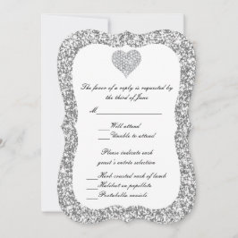 Silver Glitzer Diamond Heavy Response Card Einladung