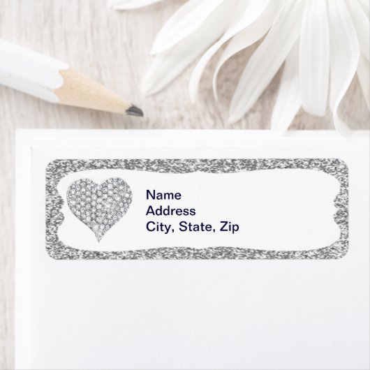 Silver Glitzer Diamond Herd Address Labels (Insitu)